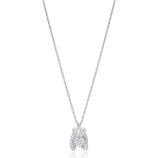 Hands with Heart Sterling Silver (Silver)